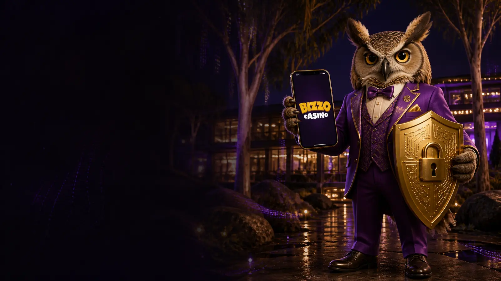 Australian barking owl representing Bizzo Casino mobile security