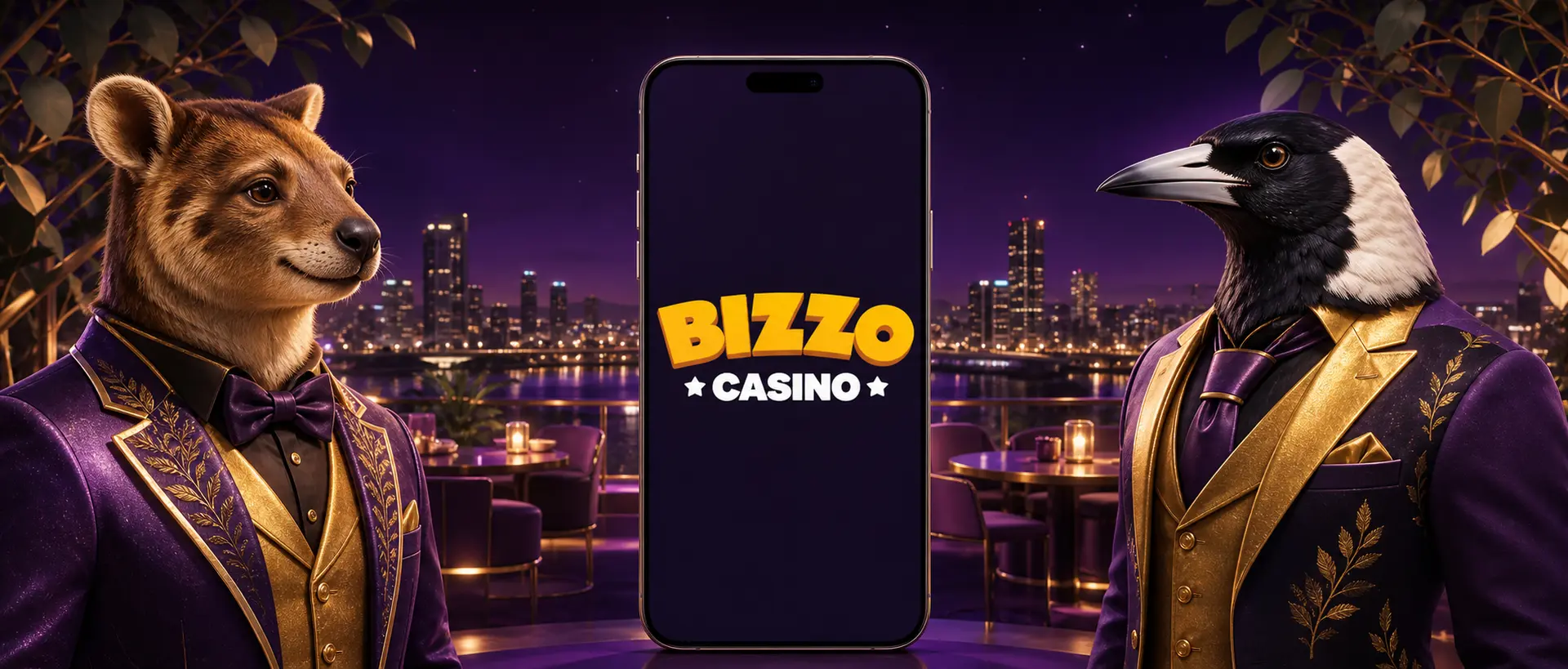 Bizzo Casino app on a smartphone and a tablet