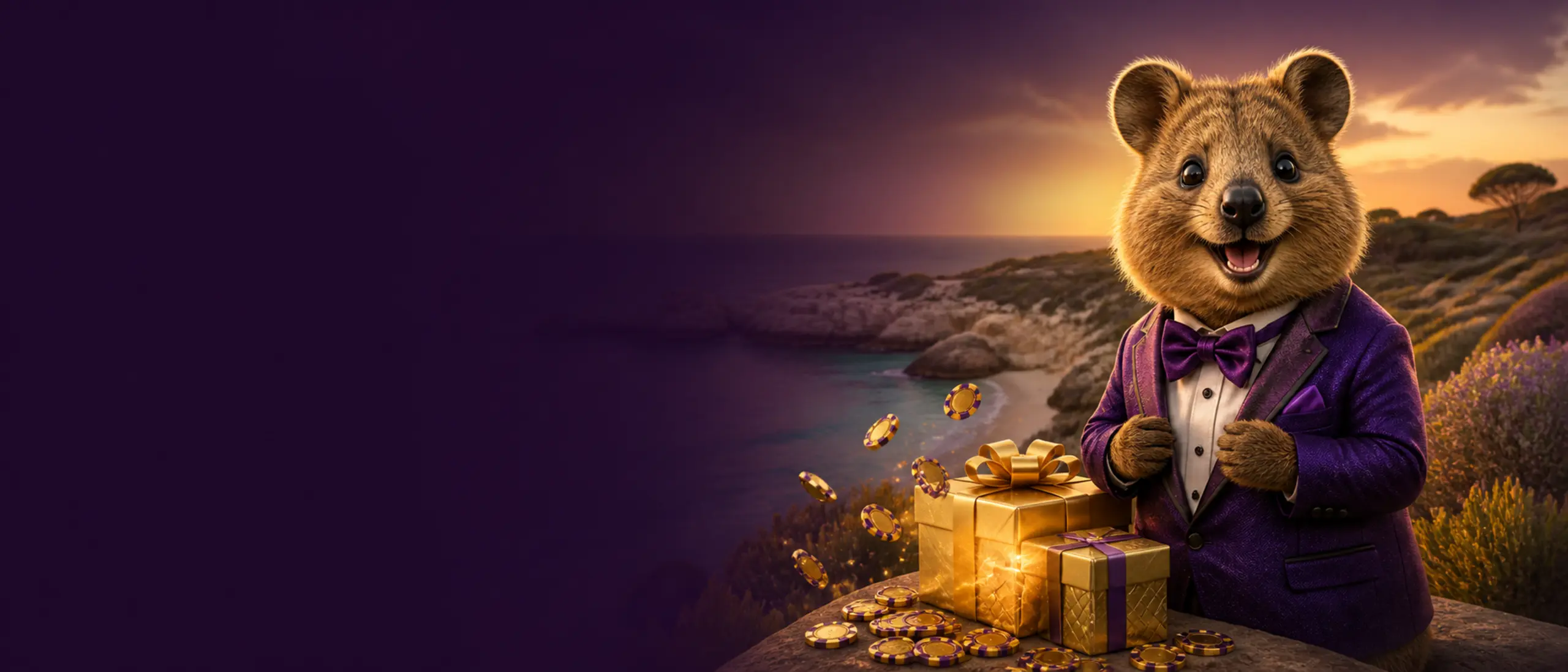 Quokka presenting the Bizzo Casino welcome bonus